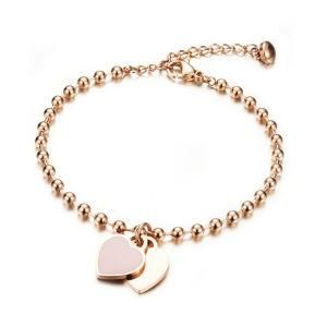 Fashion Women Solid &#160; Chain Heart Pendant Stainless Steel Bracelet