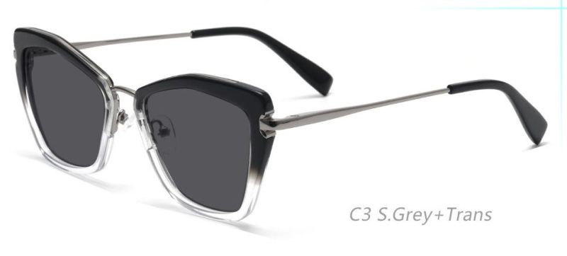 Cateye Geometric Shape Acetate Sunglasses Polarized Sunglasses for Women Fashion Oversize Eyewear with UV400 Protection