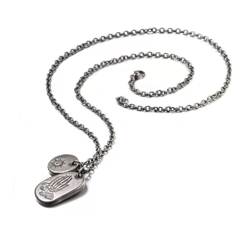 Vintage Irregular Metal Tag Necklace Custom Design Silver Necklace
