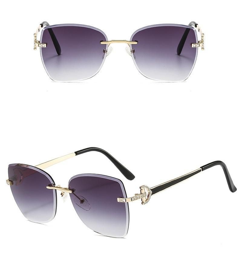 New Style Diamond-Encrusted Frameless Cut-Edge Square Women Sunglasses