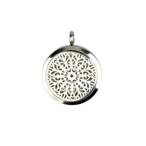 Carved Stainless Steel Hollow Locket Aromatherapy Essential Oil Pendant Necklace