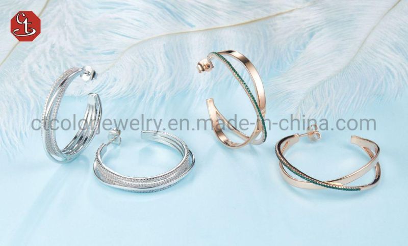 New Silver or Brass Hoop Earrings Fashion Jewelry Earrings Spiral Pattern Jewelry