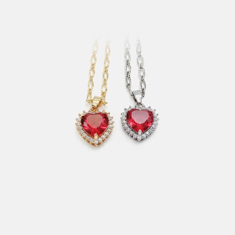 Wholesale18K Gold Plating Charm Heart Chain Necklace Pendant