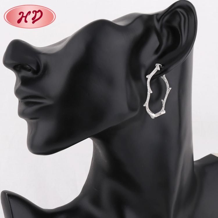 Costume Fashion Jewelry Sliver Brass Hoop Earrings