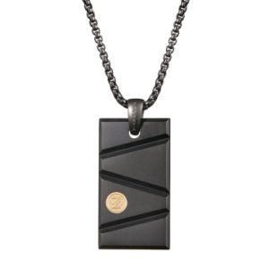 Gold-Plated Stainless Steel Round Square Brand Pendant Necklace