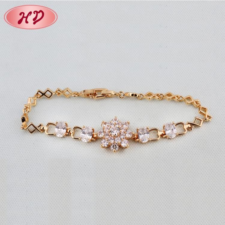 Fashion Jewelry Latest Luxury Colorful Rose Gold Snowflake Crystal Bracelet for Women