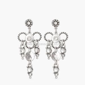 Luxury Style Big Pendant Earrings for Women Plating Ancient Silver Crystal Earrings Vintage Jewelry