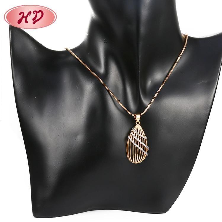Fashion Accessories 18K Gold Plated Silver Alloy Women Jewelry Chain Sets Pendant Necklace with CZ Crystal