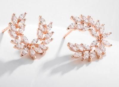 Rose Gold Elegant CZ Earring for Wemen, Fashion CZ Earring. Fashion Accessories