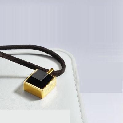 Crystal Square Black Pendant Leather Cord Christian Jewelry for Np-L-0001