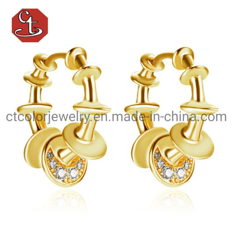 Fashion Jewelry Simple 925 Silver 18K Gold Popular Earrings Studs
