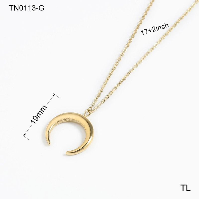 Manufacturer Custom Fashion Jewelry 18K Gold Plated Stainless Steel Crescent Moon Necklace Chain PVD Stainless Steel Gold Manufacturer