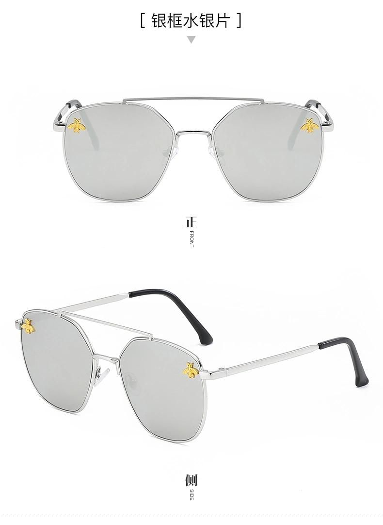 Trendy Polygon Rimless Sun Glasses Clear Ocean Lens Metal Sunglasses Polarized UV400 Square Eyewears