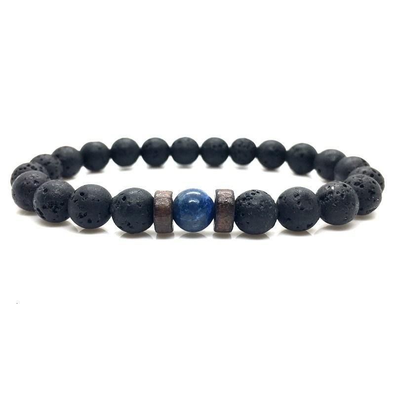 Promotion Gift Men Natural Bead Lava Stone Bracelets Fashion Jewelry