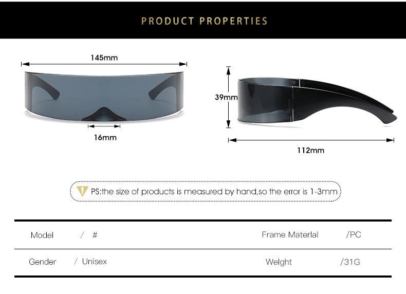 2022 New Stylish Personality Popular Unisex Eyewear 2021 Hot Selling One Piece Frame Stage Performance Fashion Sunglasses