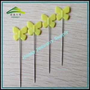 Fashion Yellow Plastic Butterfly Head Rustproof Steel Corsage Pin