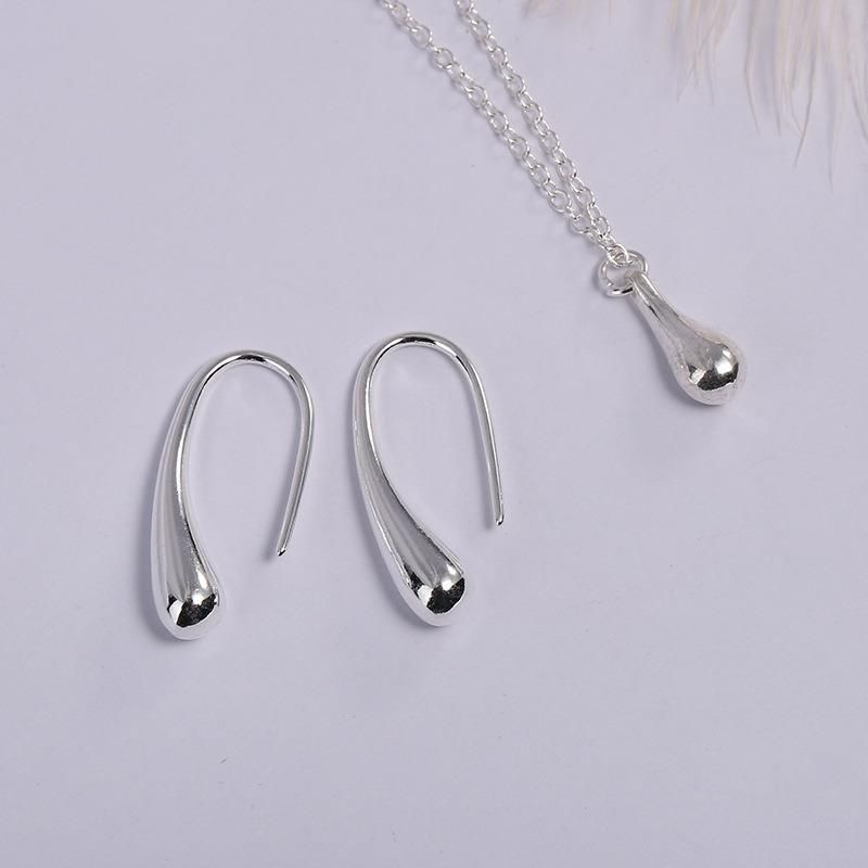 925 Sterling Silver Drop Bangles Necklace Rings Earrings Jewelry Set