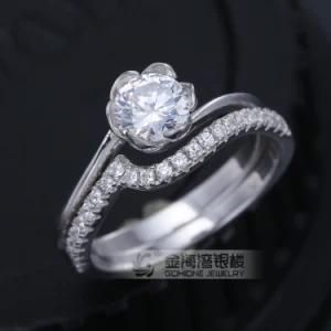 White CZ Cubic Zirconia Engagement Wedding White Gold Plated Ring Set