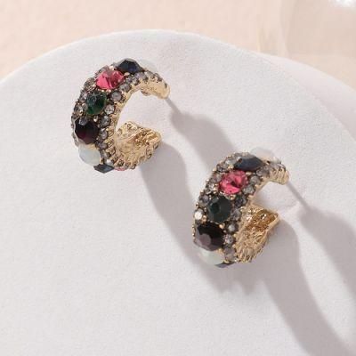 Wholesale Fashion Geometric Stud Earrings Gold Diamond Earrings for Women