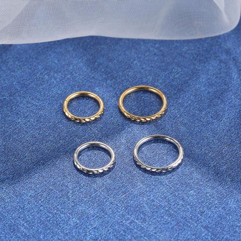 Nose Septum Ring-Wheat-Ear G23 Titanium Hinged Segment Clicker 16g 18g 20g Body Piercing Jewelry