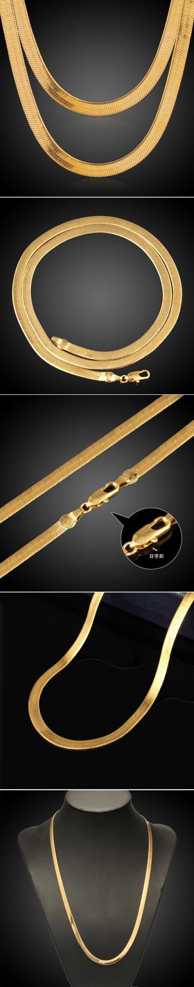 18K Gold Plated Stainless Steel Jewelry Gold Silver Rose Gold Color Herringbone Necklace