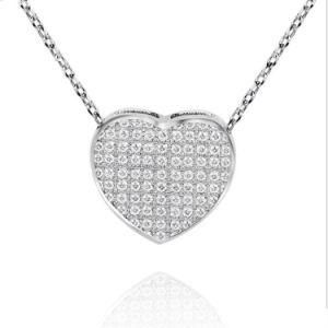 Top Quality 925 Sterling Silver Heart Micro Pave CZ Pendant