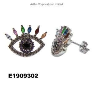 Artful Champagne Silver Earring with Multi-Color Stone Fashion Earring