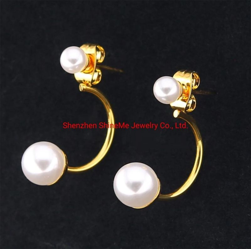 Factory Wholesale Stainless Steel Titanium Steel Pearl U-Shaped Earrings Er4010