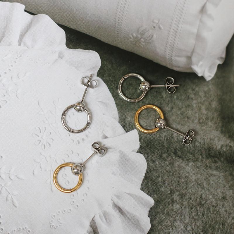Fashion Jewelry Stainless Steel Circle Ball Stud Earring for Men&Women