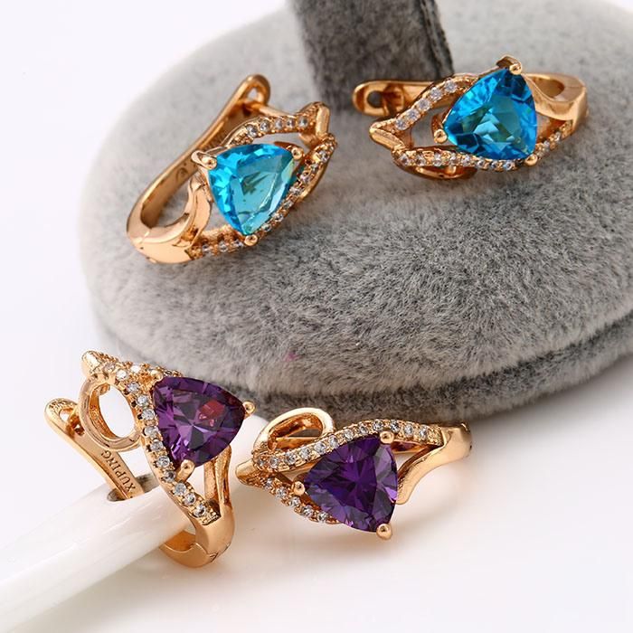 Wholesale Fashion Jewelry 18 K Gold Plated Hoop Earrings with Zircon for Female
