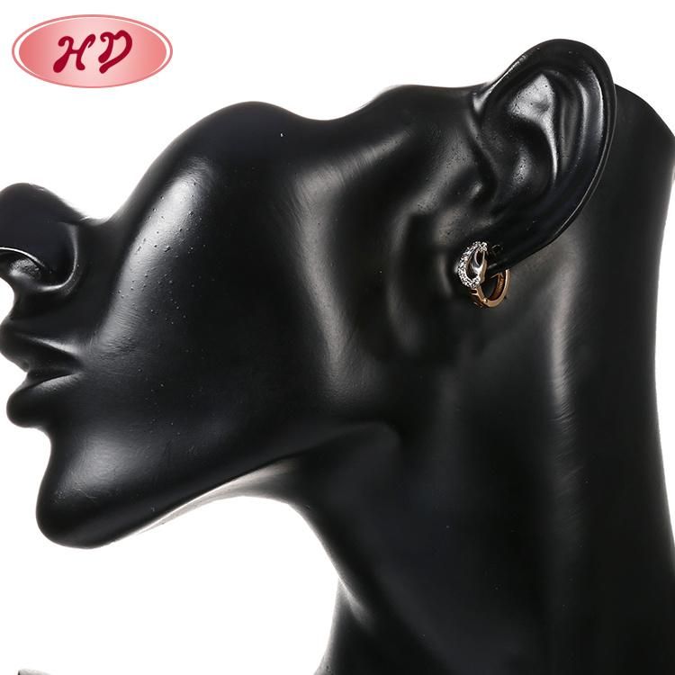 Fashion Jewelry Alloy 18K Gold Plated Silver Stud Drop Hoop Huggie CZ Earrings with Crystal for Women