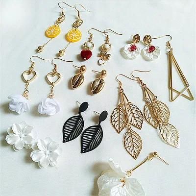 Wholesale Fashion Jewelry Flower Leaves Tassel Drop Earrings