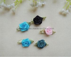 Satin Ribbon Rose Bow Ribbon Bow with Leaf for Garment Accessories