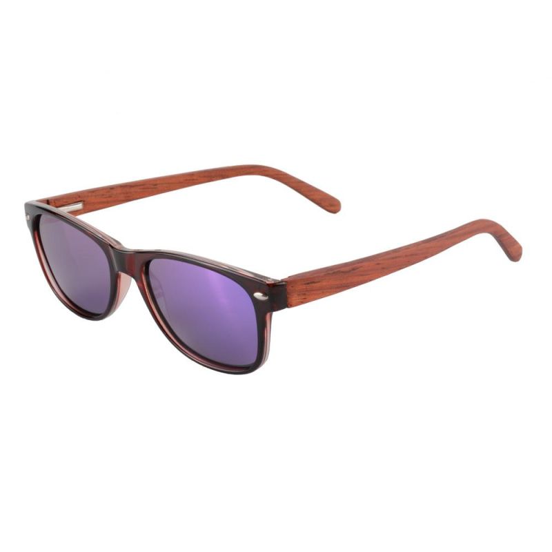 PC Frame Polarized Custom Logo Wood Temple Sun Glasses