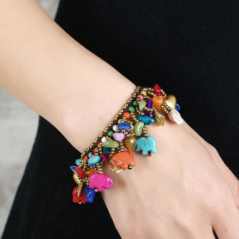 Wholesale Fashion Jewelry Turquoise Bohemian Style Elephant Bracelet