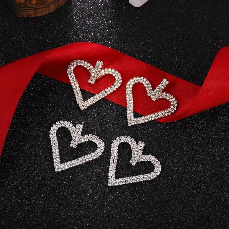 Wholesale Sparkling Heart Shape Crystal Rhinestone Drop Earrings