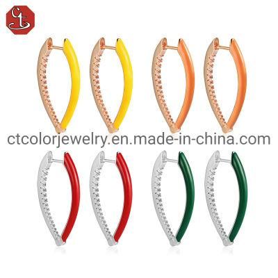 Fashion Silver Color Enamel Earring Colorful Oil Drop Earrings