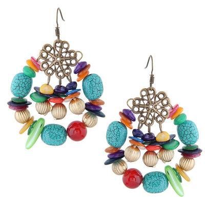 Fashion Bohemian Jewelry Elegant Conch Turquoise Colorful Pendant Earrings