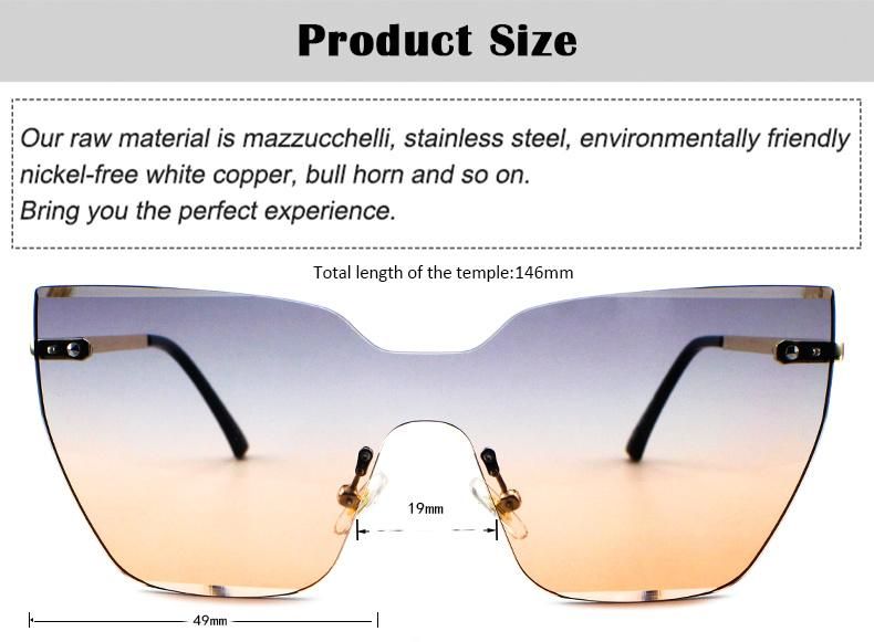 New Design Stock Frameless Sunglasses for Women
