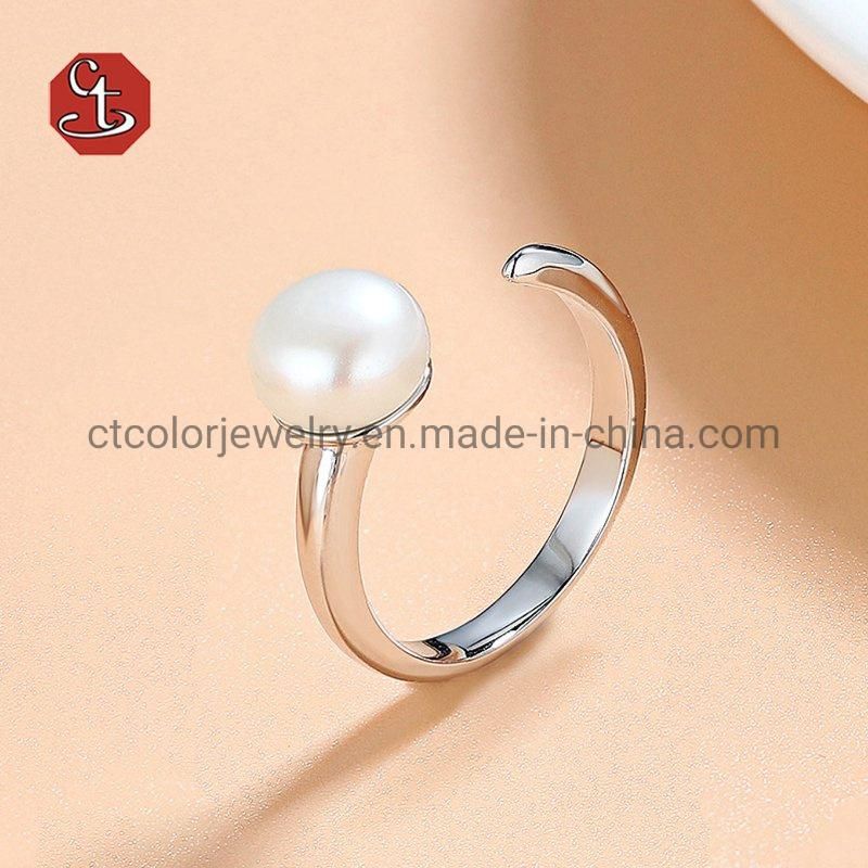 18K Gold 925 silver and Brass Vermeil Ring with Imitation Black Pearl Rings Jewelry