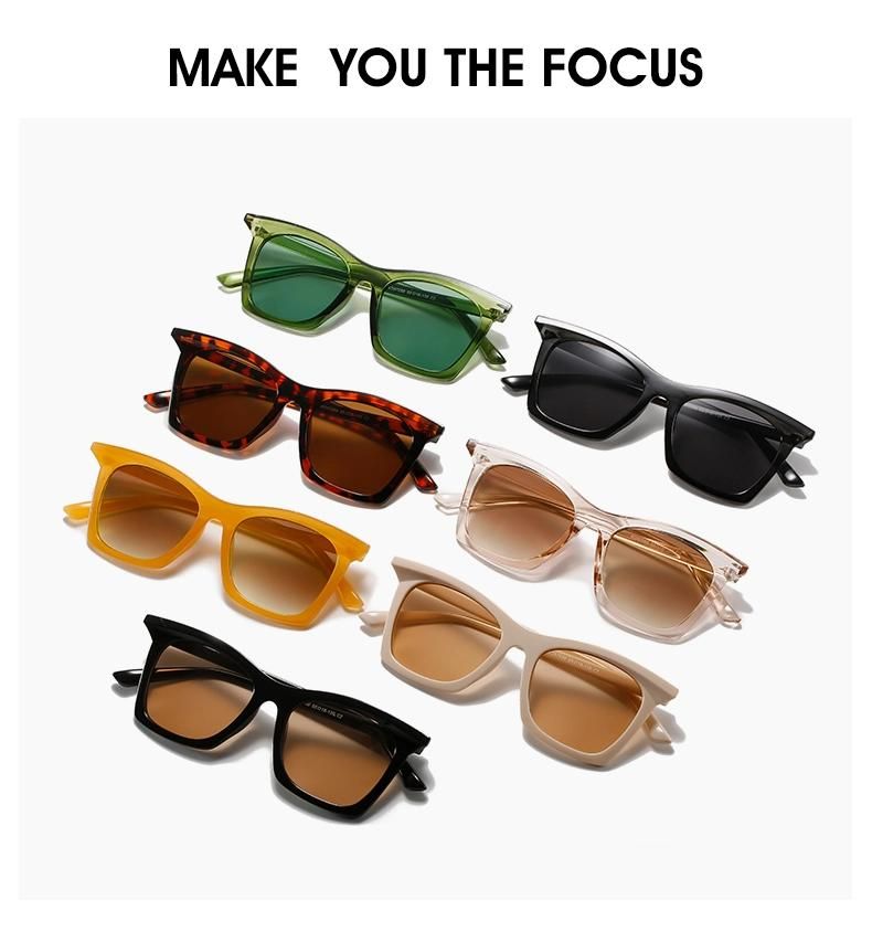 Sunglasses Retro Literary Sunglasses Bright Black Plain Face Fashion Wear Sunglasses