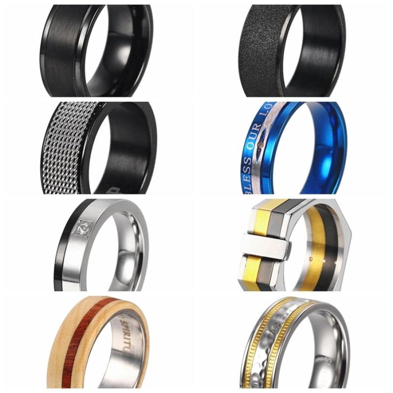 European and American Personality Rings Tungsten Steel Men′ S Rings Carbon Fiber Tungsten Steel Jewelry Wholesale