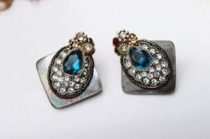 Fashion Blue Crystal Shell-Like Stud Earrings Jewelry Jewellery for Women Girls Ladies