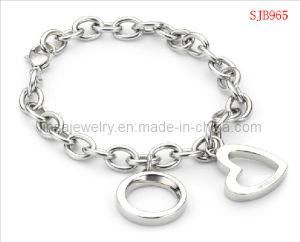 Women&prime;s Stainless Steel Chain Bracelet with Heart Design (SJB965)