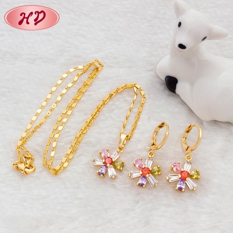 Factory Direct Costume 18K Gold Plated Zircon Necklace Jewelry Set