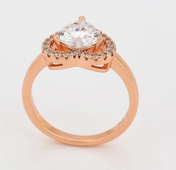 Elegant Fashion Heart Shaped Diamond New Design Alloy Ring