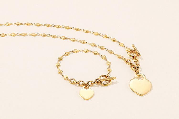 Jewelry Factory Custom Fashion Stainless Steel Jewelry Set High Quality Heart Necklace Set 316L Stainless Steel Jewelry Set Custom