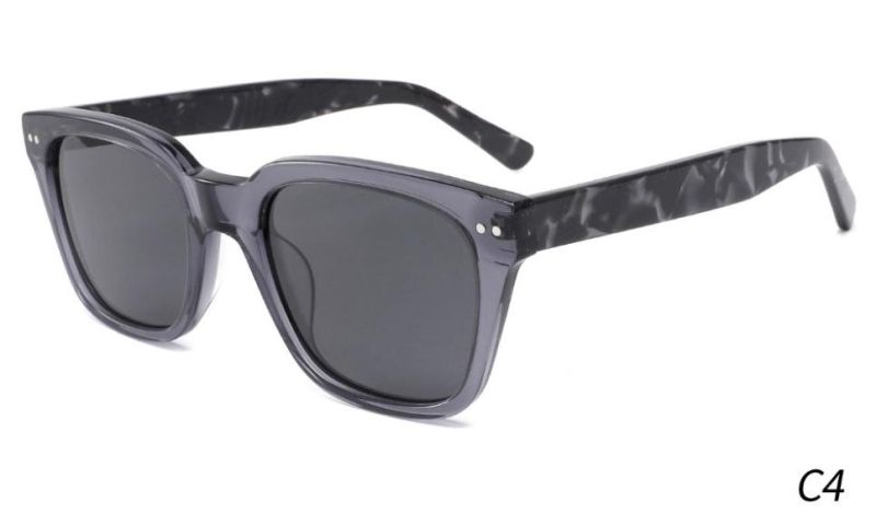 Lunettes-Soleil Square Vintage Tac Polarized Lenses Sunglasses Women 2021 Men Shades Acetate Frame