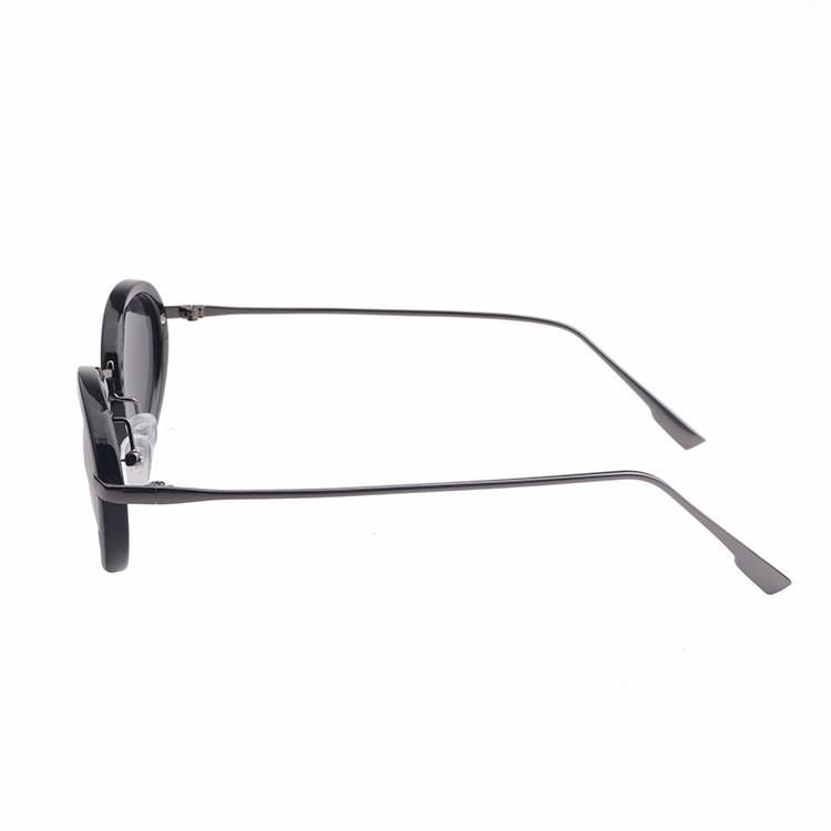 Retro Style Round PC Frame with Metal Temple Sunglasses