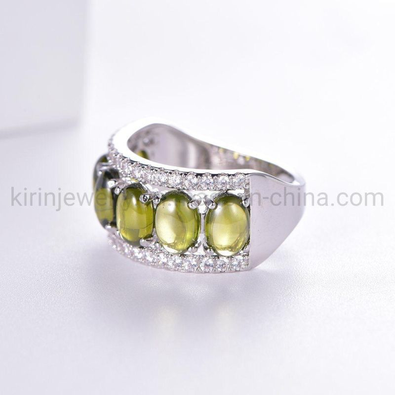 Bling 5A CZ 925 Sterling Silver Ring Green Peridot Ring Gemstone Topaz Micro Prong Setting Peridot Rings